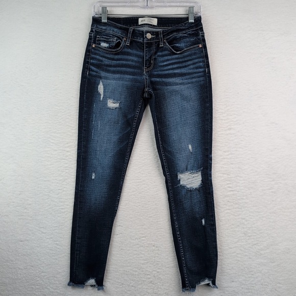 BKE Denim - Bke Jeans Women 27 Stella Slim Fit Low Rise Ankle Skinny Distressed Raw Hem Blue